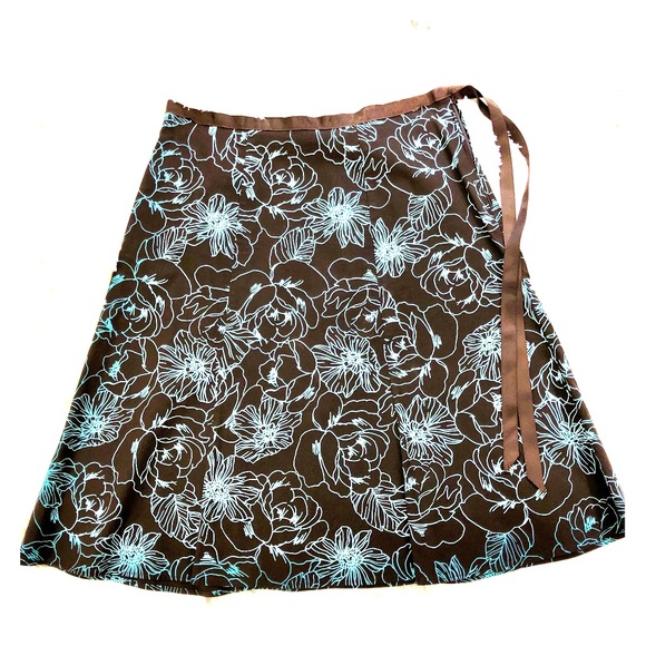rave Dresses & Skirts - Rave chocolate brown turquoise flower skirt